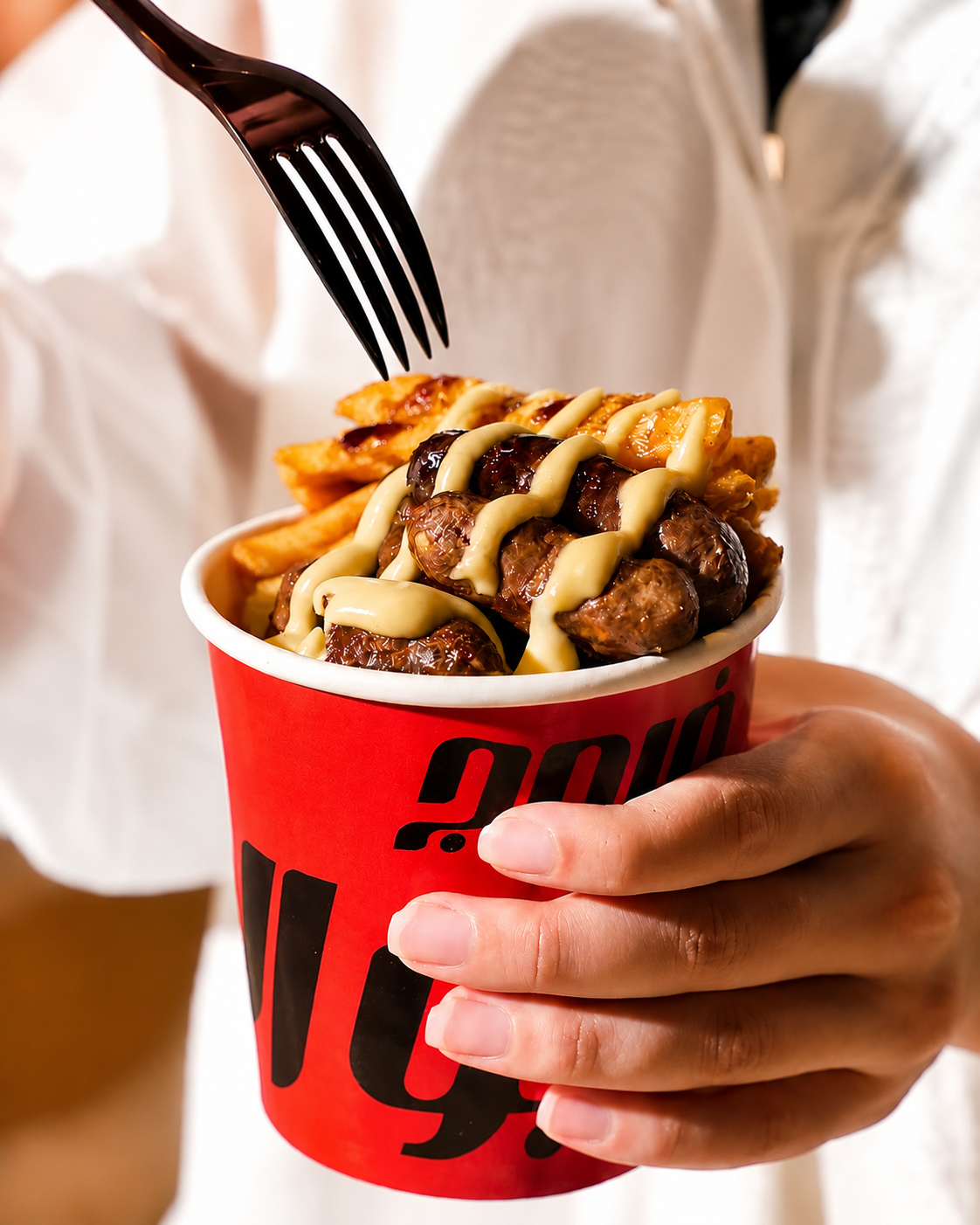 Aboodi cup with fries and sauce